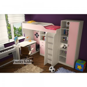 Кровать чердак Фанки Кидз 7 (Розовый)