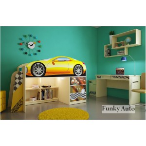 Кровать чердак машина Фанки Автодом (Желтый)