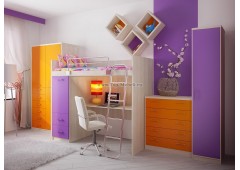 Кровать чердак Фанки Сити-15 (Фиолетовый)