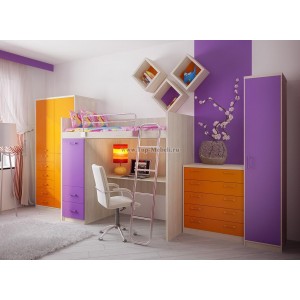 Кровать чердак Фанки Сити-15 (Фиолетовый)