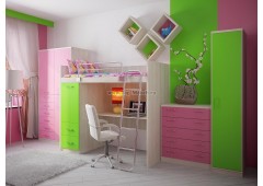 Кровать чердак Фанки Сити-15 (Салатовый)