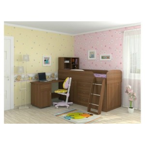 Кровать чердак Дюймовочка (Орех)