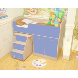 Кровать чердак Дюймовочка-2 Микро (Синий+Крем Ваниль)