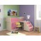Кровать чердак Дюймовочка-2 Микро (Дуб Молочный+Розовый)