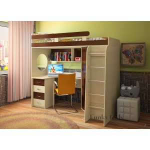 Кровать чердак Фанки Кидз 3 (Венге+Крем Ваниль)