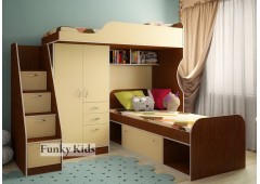 Кровать чердак с выдвижным столом Фанки Кидз-4 (Крем Ваниль+Венге)