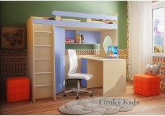 Кровать чердак Фанки Кидз 3/1+Стол (Голубой+Дуб Кремона)