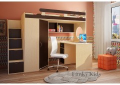 Кровать чердак Фанки Кидз 3/1+Стол (Венге+Крем Ваниль)