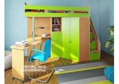 Кровать чердак Фанки Соло 1 (Салатовый+Бук)