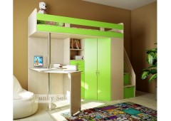 Кровать чердак Фанки Соло 1 (Салатовый+Дуб кремона)