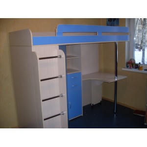 Кровать чердак Фанки Соло 2(Синий+Дуб кремона)