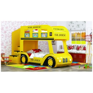Кровать Автобус "ШКОЛЬНЫЙ-ЛЮКС" (Желтый)