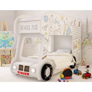 Кровать Автобус "ШКОЛЬНЫЙ-ЛЮКС" (Белый)