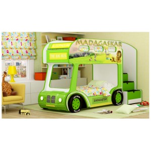 Кровать Автобус "Мадагаскар-ЛЮКС" (Зеленый)