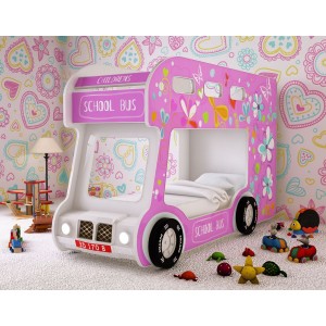 Кровать Автобус "ШКОЛЬНЫЙ-ЛЮКС" (Розовый)