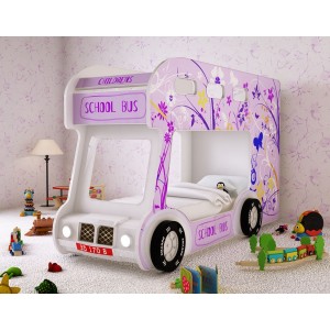 Кровать Автобус "ШКОЛЬНЫЙ-ЛЮКС" (Сиреневый)