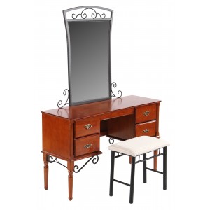 Туалетный столик с банкеткой M&K 1104-АМ-DT (Темная вишня)