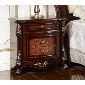 Тумба прикроватная M&K Аманда 62х43х66 см (Темный орех с золотом)