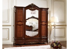Шкаф 4-дверный M&K Аманда с зеркалами 215х63х240 см (Темный орех с золотом)