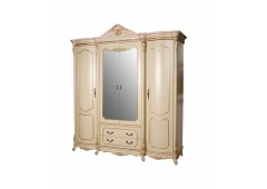 Шкаф 4-х дверный M&K Виктория с зеркалом, 212*60*232 см (Бежевый)