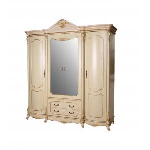 Шкаф 4-х дверный M&K Виктория с зеркалом, 212*60*232 см (Бежевый)