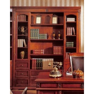 Шкаф книжный M&K С05 4-х дверный без карнизов (RIGHT) 185х44х220 см (Темный орех)