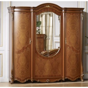 Шкаф 4-х дверный M&K Юлиана с зеркалом (Темный орех)