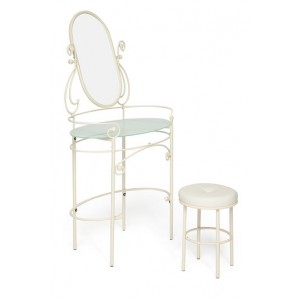 Туалетный столик с пуфиком M&K 9909 (Античный белый)