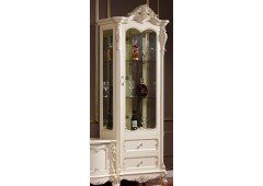 Витрина M&K Глория 1-дверная ЛЕВАЯ 87,5*46*227 cм (МОЛОЧНЫЙ С ЗОЛОТОМ)