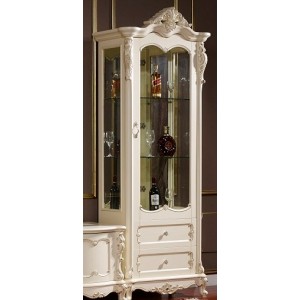 Витрина M&K Глория 1-дверная ЛЕВАЯ 87,5*46*227 cм (МОЛОЧНЫЙ С ЗОЛОТОМ)