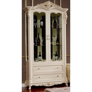 Витрина M&K Глория 2-дверная 116,7*46*230 см (МОЛОЧНЫЙ С ЗОЛОТОМ)