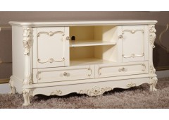 ТВ тумба M&K Глория 1,3м, 131,6*54*67 см (МОЛОЧНЫЙ С ЗОЛОТОМ)