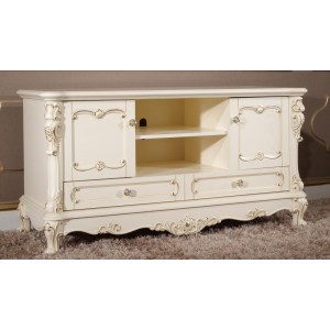 ТВ тумба M&K Глория 1,3м, 131,6*54*67 см (МОЛОЧНЫЙ С ЗОЛОТОМ)