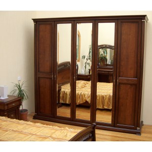 Нотти Шкаф 5-дверный M&K 9901 4 DOORS WARDROBE WITH MIRRORS (ТЁМНЫЙ ОРЕХ)