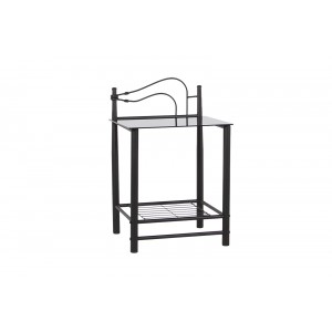 Тумба прикроватная M&K "ДУЭТ" 8033-GLS-ST-L (Черный металл)