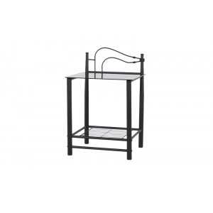 Тумба прикроватная M&K "ДУЭТ" 8033-GLS-ST-R (Черный металл)