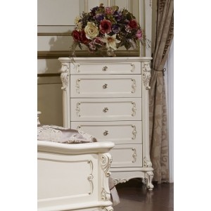 Комод M&K Глория с 5 ящиками, 78х45х110 см (МОЛОЧНЫЙ С ЗОЛОТОМ)