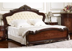 Кровать M&K Аманда изголовье экокожа BED (180*200) (Темный орех)