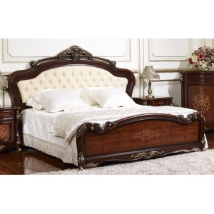 Кровать M&K Аманда изголовье экокожа BED (180*200) (Темный орех)