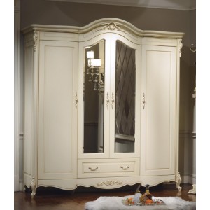 Шкаф M&K "Милано" 8803-B 4-дверный с зеркалами 209х64х224 см (Слоновая кость)