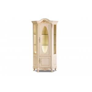 Витрина M&K "Милано" угловая 5D CORNER CABINET 117х76х216 см (Слоновая кость)