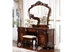 Столик туалетный с зеркалом M&K Аманда 157х52х192 см (Темный орех с золотом)