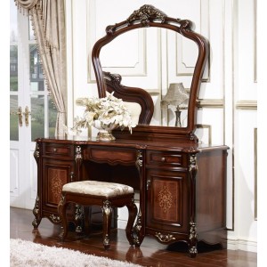 Столик туалетный с зеркалом M&K Аманда 157х52х192 см (Темный орех с золотом)